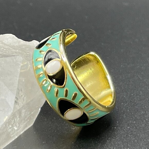 Evil Eye Enamel and Copper Adjustable Ring #1209 TURQ - Picture 7 of 12